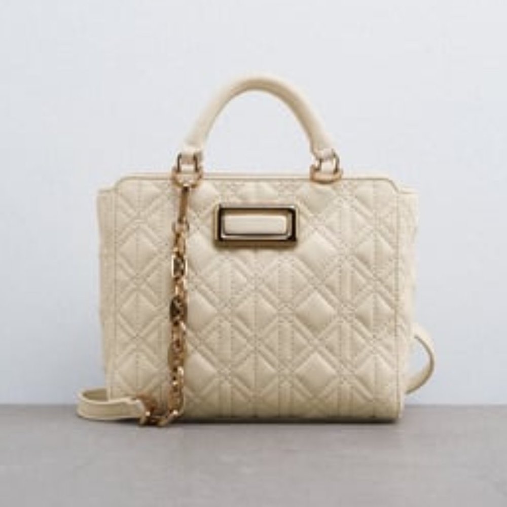 Zara Quilted Mini City Bag Ecru White NWT